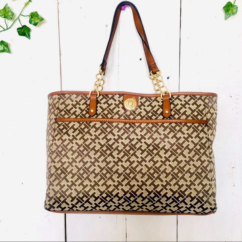 Tommy Hilfiger Brown Large Tote Shoulder Bag NEW